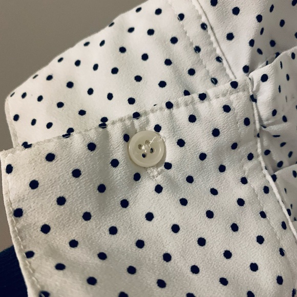 Merona polka dot half button Lady’s blouse - Picture 3 of 4